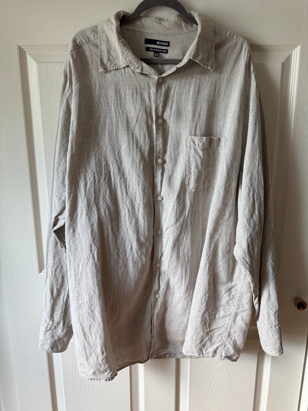 Murano‎ Vintage 100% Linen Button Down Shirt Tan Long Sleeve Men’s 3XT Big Tall